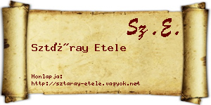 Sztáray Etele névjegykártya